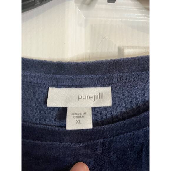 Pure Jill Blue Tunic Shirt Women XL Velvet Fairy Lagenlook Cottage Grandma Core - Picture 2 of 11